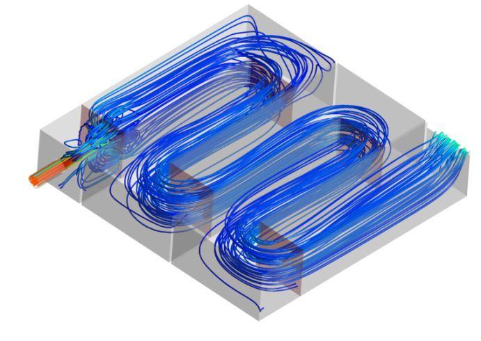 Optimised tank CFD pathlines